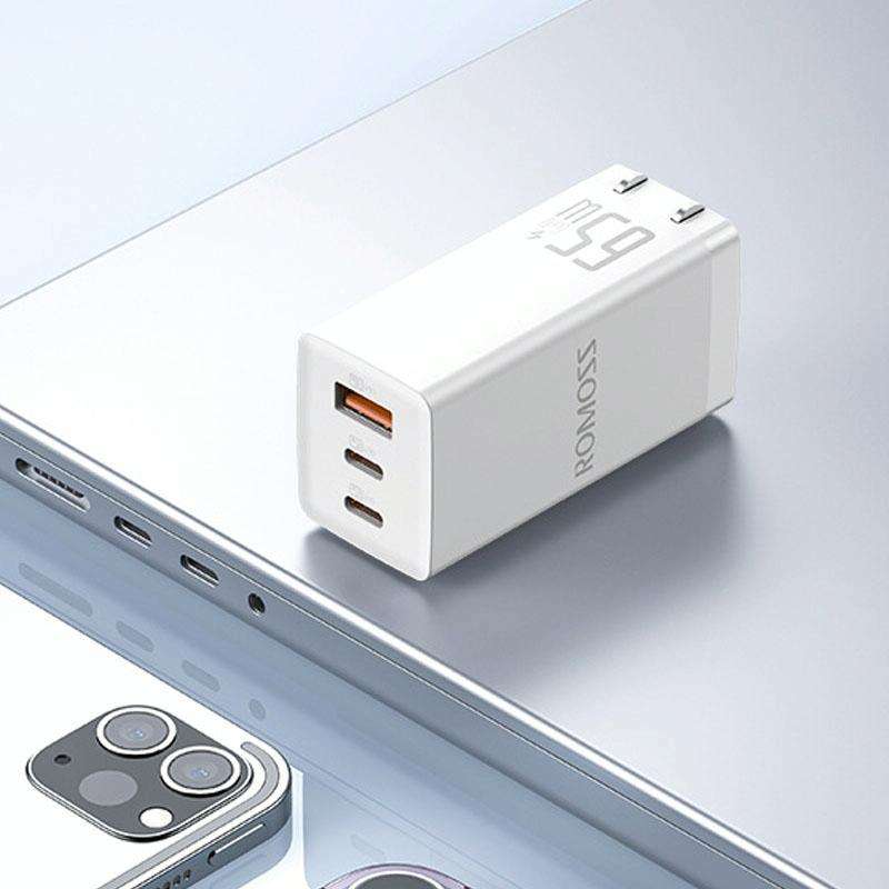 65W ROMOSS AC65H USB+Type-C/USB-C 65W Multifunctional Foldable GaN Charger, CN Plug