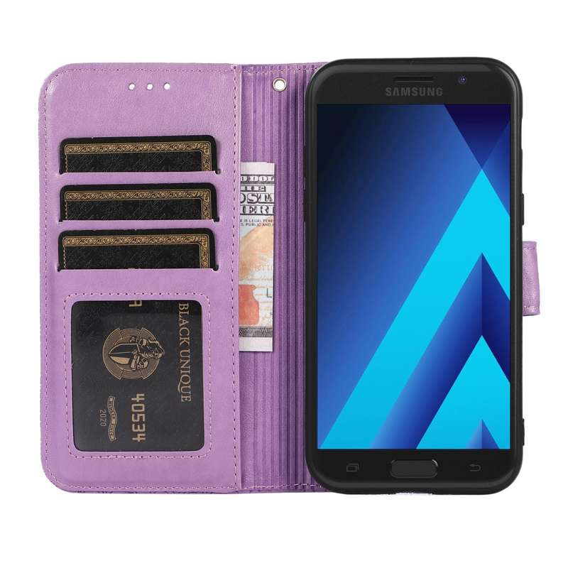 For Samsung Galaxy A5 (2017) Skin Feel Embossed Sunflower Horizontal Flip Leather Case with Holde...
