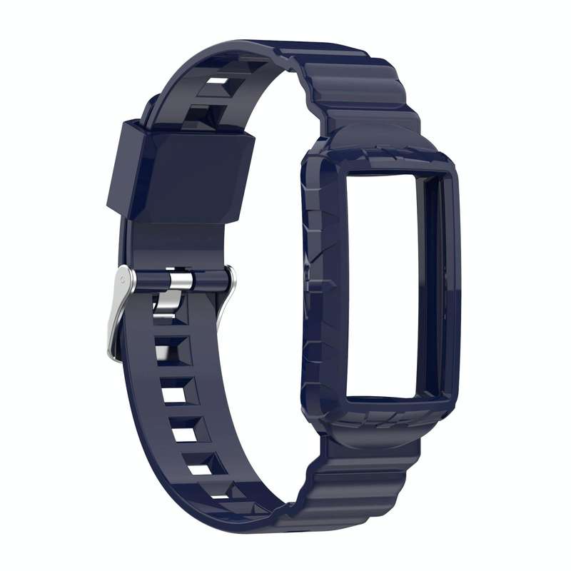 For Fitbit Charge 5 Silicone One Body Armor Watch Band(Navy Blue)