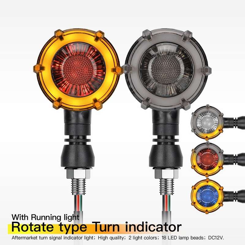 1 Pair Motorcycles Universal Rotating LED Dual-color Flow Turn Signal Light(Amber Yellow Light + ...