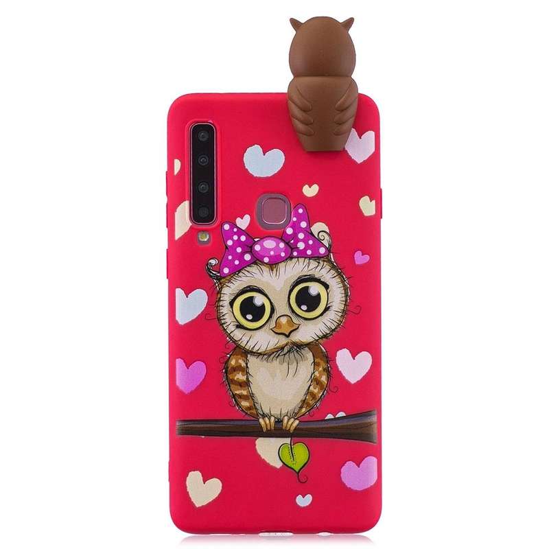 For Galaxy A9 (2018) Shockproof Cartoon TPU Protective Case(Red Owl)