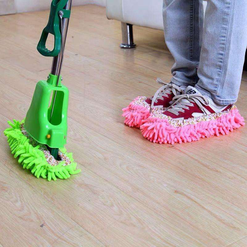 Pair of Multifunction Cleaning Slipper Cover Mop Floor Clean Shoes Covers(Green)