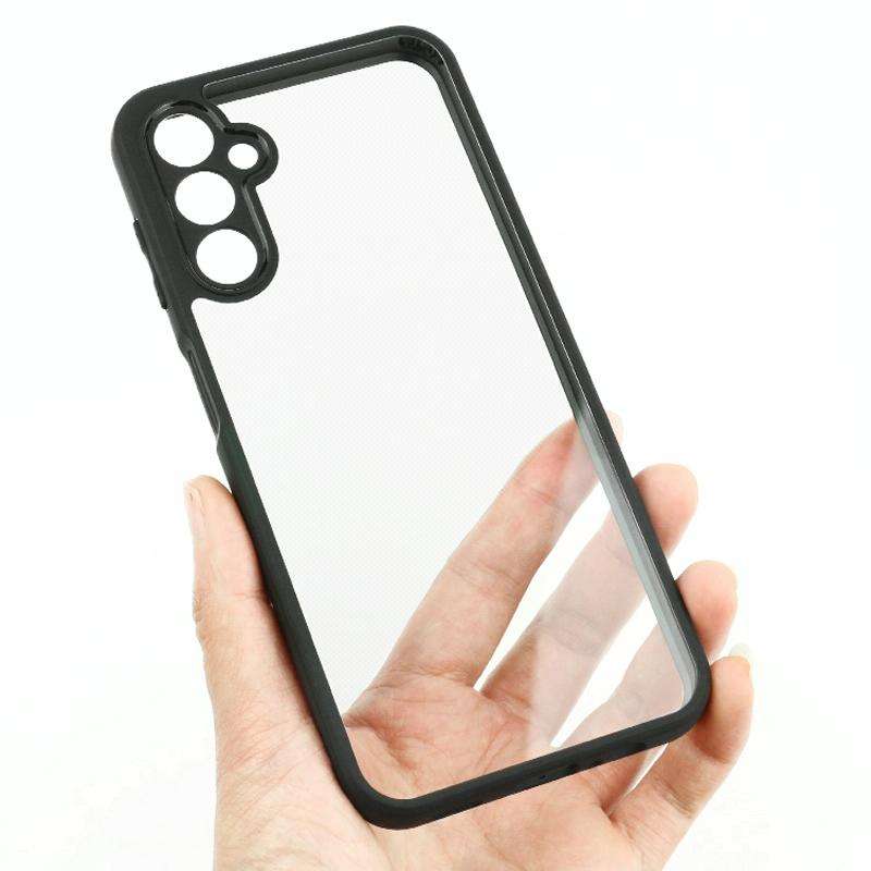 For Samsung Galaxy A14 5G / 4G Frosted TPU + Transparent PC Phone Case(Black)