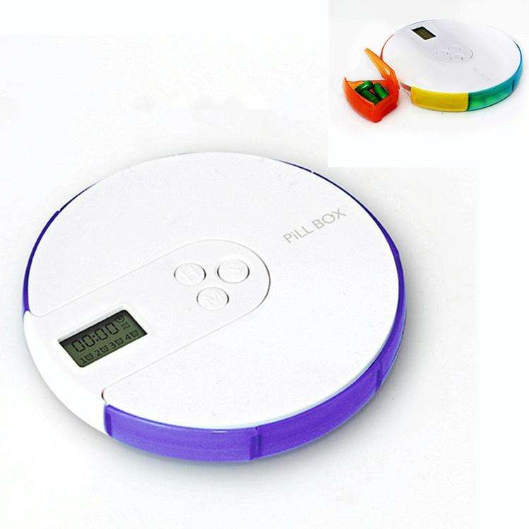 One Week Portable Timing Smart Pill Boxes Elder Reminding Electronic Medicine Box(Purple)