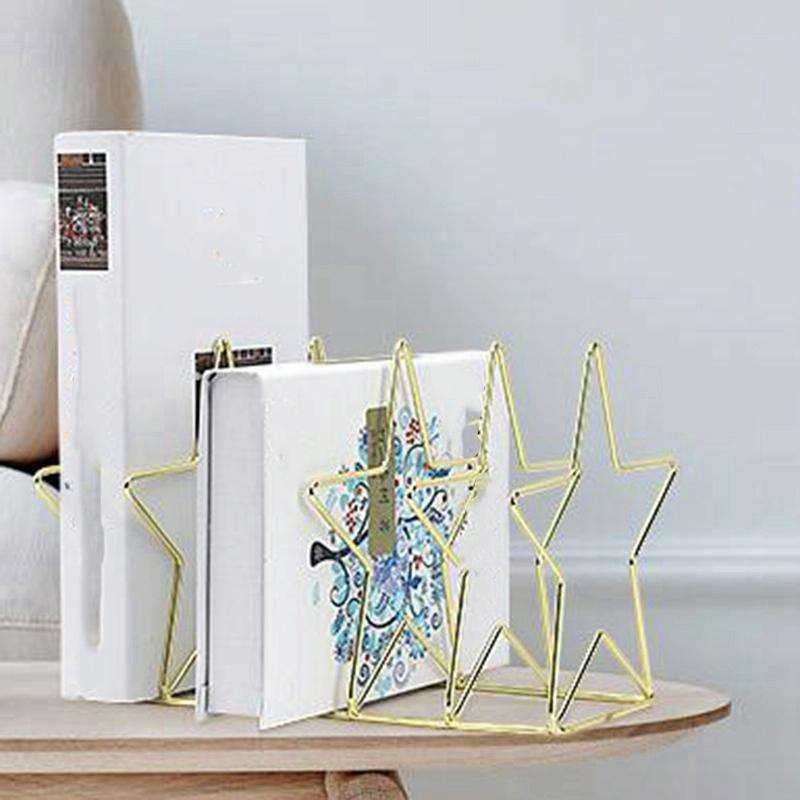 Gold S Shape Electroplated Bookend Desk Organizer Desktop Office Home Bookends Book Holder Book S...