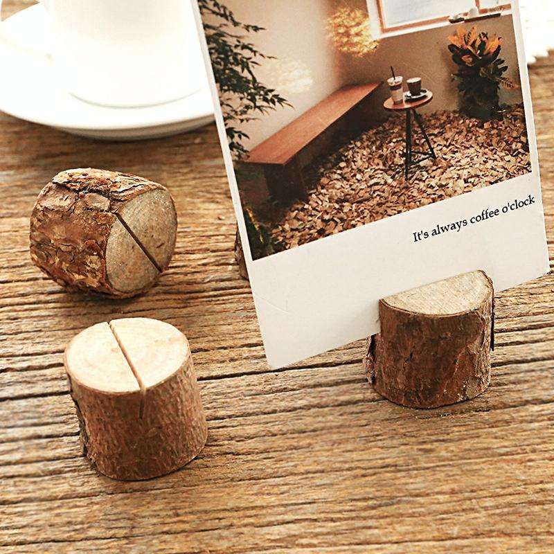 Wooden Stump Shape Wedding Party Reception Place Card Holder Stand Number Name Table Menu Picture...