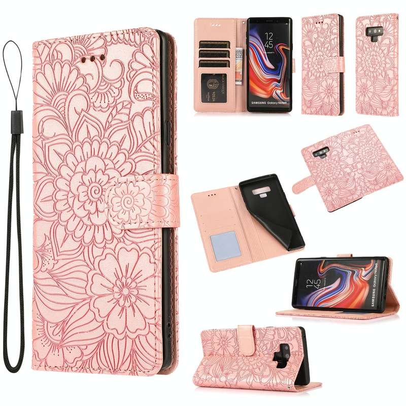 For Samsung Galaxy Note9 Skin Feel Embossed Sunflower Horizontal Flip Leather Case with Holder & ...