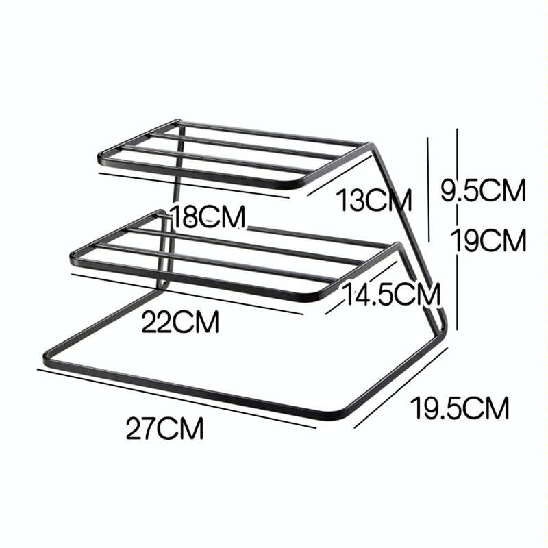 Three-layer Kitchen Dish Storage Rack Cabinet Tiered Shelf(Black)