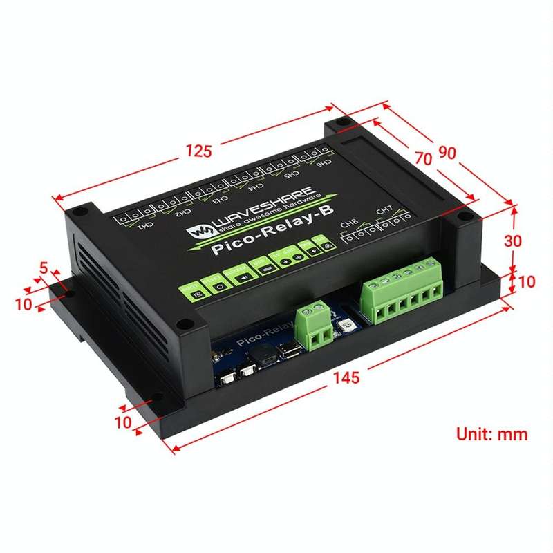 Waveshare Multi Protection 8-Channel Industrial Relay Module for Raspberry Pi Pico