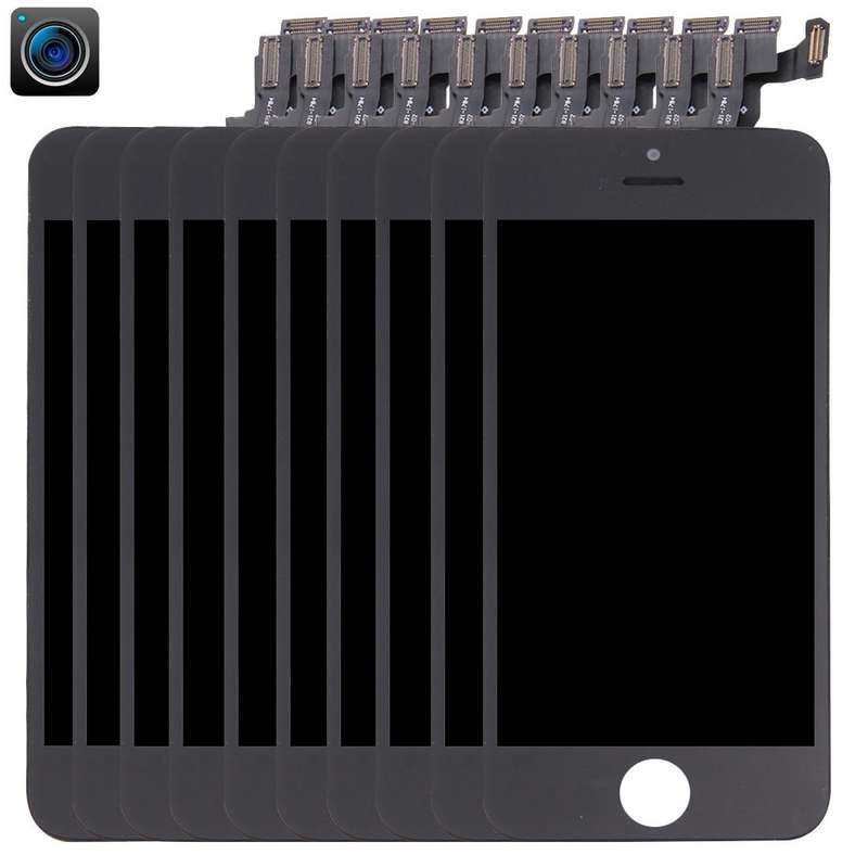 10 PCS TFT LCD Screen for iPhone 5S  Digitizer Full Assembly with Front Camera (Black)