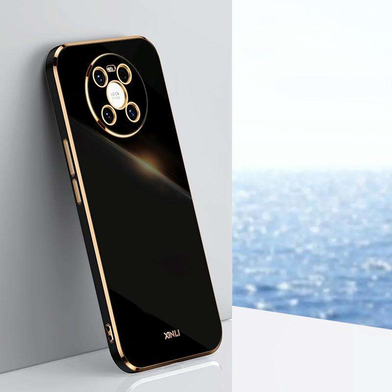 For Huawei Mate 40 XINLI Straight 6D Plating Gold Edge TPU Shockproof Case(Black)