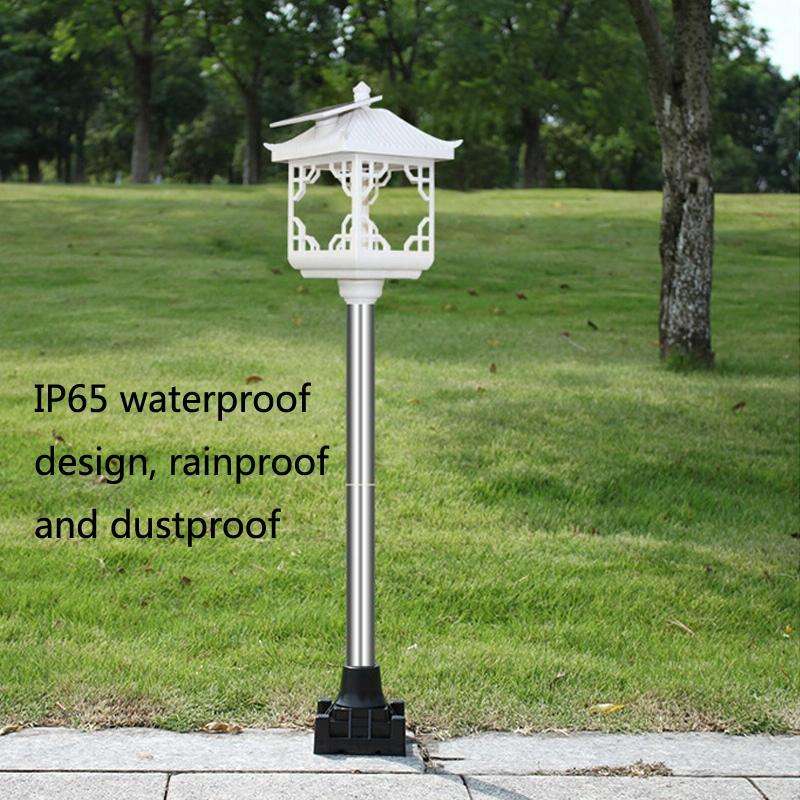 8 LED Solar Outdoor House Appearance Lawn Garden Decoration Light(Black Floor Lamp)