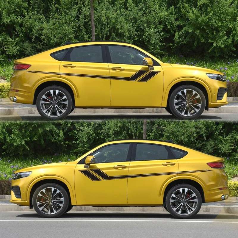 D-716 Car Striped Vinyl Body Stickers Personalized Modification Car Sticker(Black)
