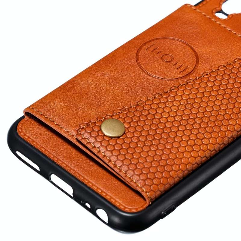For Huawei Y7p 2020 PU + TPU Shockproof Magnetic Protective Case with Card Slots(Brown)