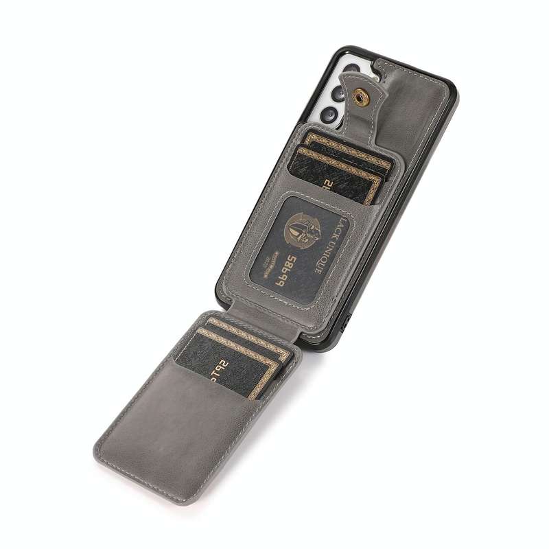 For Samsung Galaxy S21 FE 5G Soft Skin Leather Wallet Bag Phone Case(Grey)