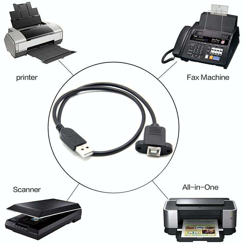 USB 2.0 Male to USB 2.0 Type-B Female Printer / Scanner Adapter Cable for HP, Dell, Epson, Length...
