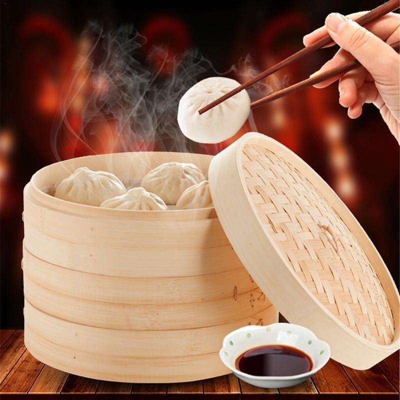 Xiaolongbao Bamboo Steamer Household Steamed Dumpling Cage Drawer Multi Layer Deepened Bamboo Ste...