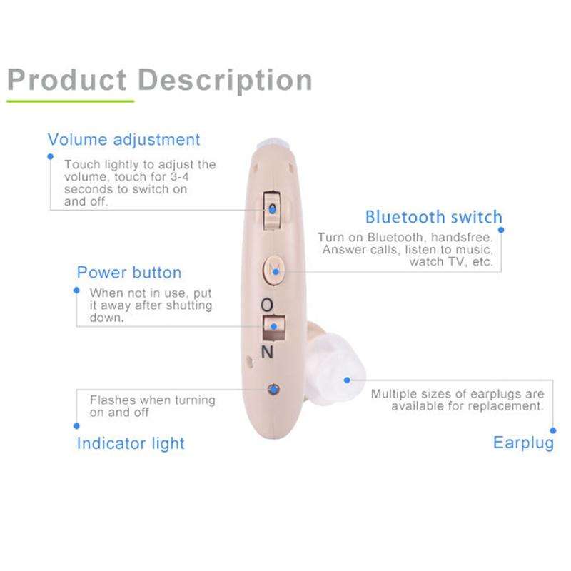 G25 Bluetooth Hearing Aid Elderly Sound Amplifier Sound Collector, Colour: EU Plug(Skin Color)