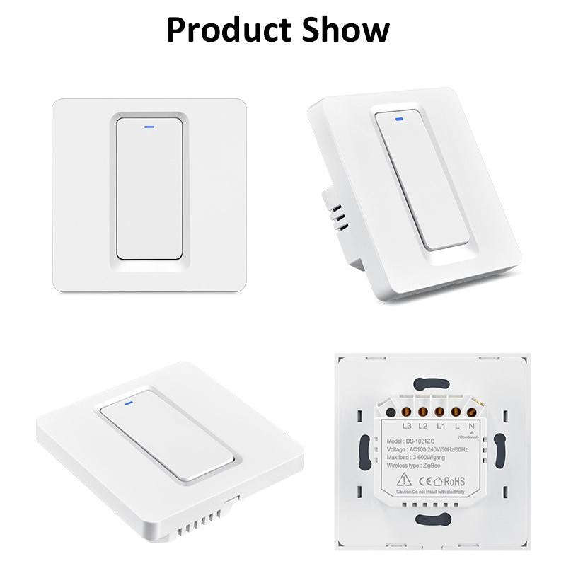 Tuya ZigBee Smart Single-fire Zero-fire Sharing Switch Phone Control Voice Panel EU Plug, Spec: 3...
