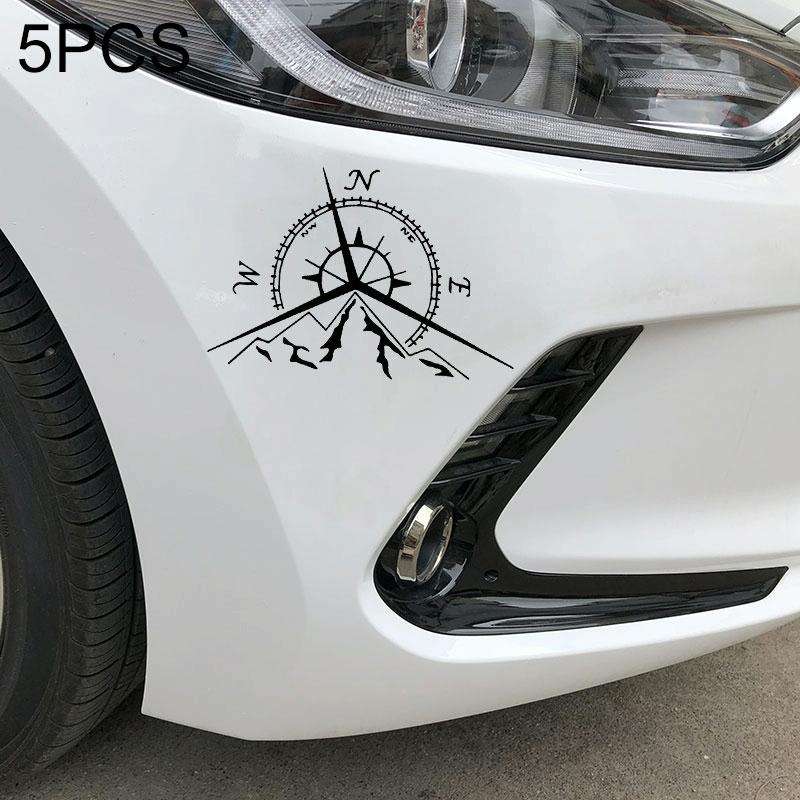 5 PCS NSWE Fashion Mountains Compass Rose Decal Nautical Compass Navigate Car Sticker, Size: 13.7...