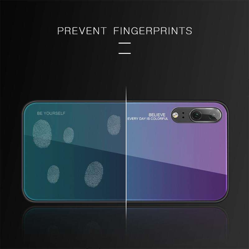 For Huawei P20 Gradient Color Glass Case(Blue)