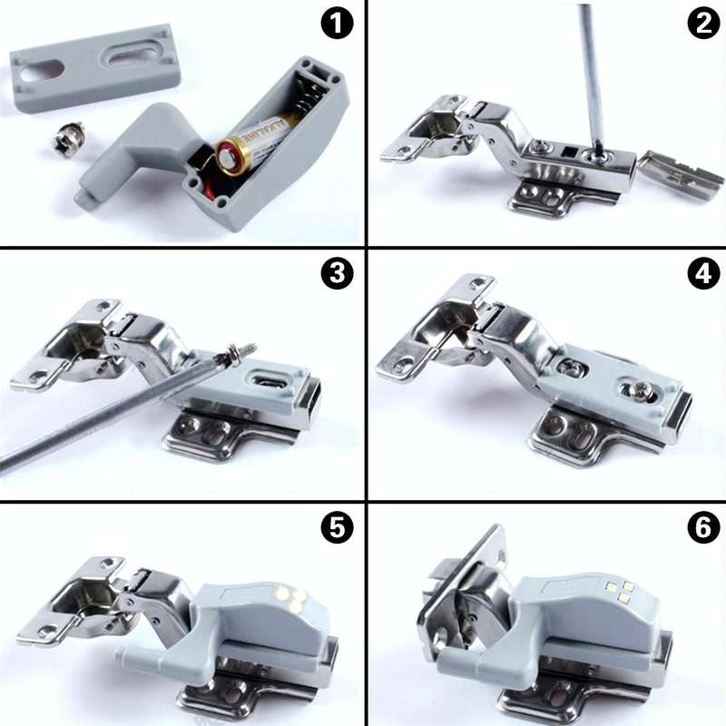 0.3W Universal Inner Hinge LED Sensor lamp Cupboard 3 LEDs Night light Auto ON/OFF Bulb(White Light)