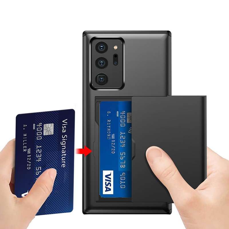 For Samsung Note20 Ultra Shockproof Rugged Armor Protective Case with Card Slot(Black)
