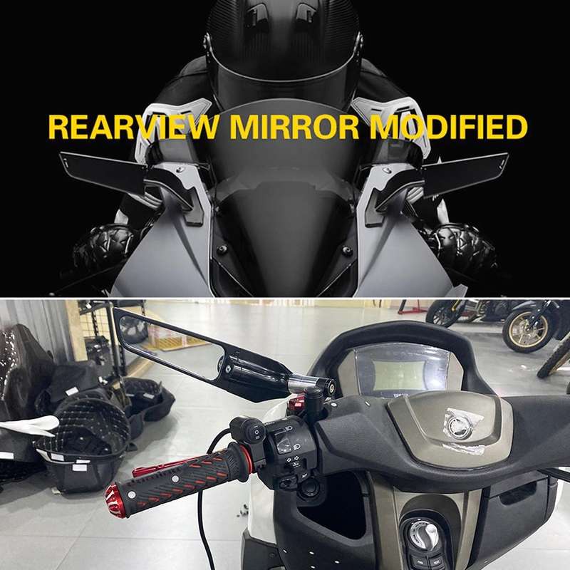 Motorcycle Modification Fixed Wind Wing Rearview Mirror (Black)