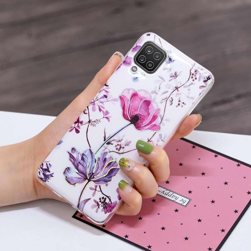 For Samsung Galaxy A12(EU Version) Plating TPU Protective Case(Lotus)