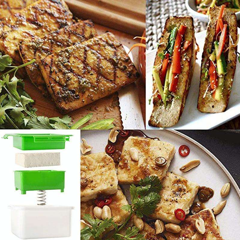 Household Tofu Squeezer Kitchen Built-In Tofu Draining Machine(White And Green)