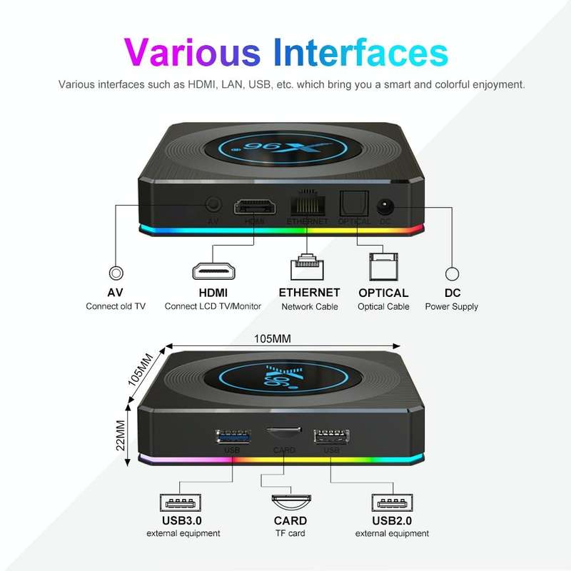 X96 X4 8K Smart TV BOX Android 11.0 Media Player, Amlogic S905X4 Quad Core ARM Cortex A55, RAM: 2...