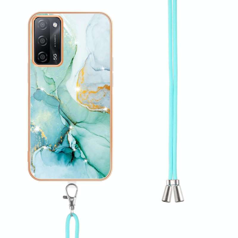 For OPPO A53s 5G / A55 5G / A54 4G / A16 / A54s Electroplating Marble IMD TPU Phone Case with Lan...