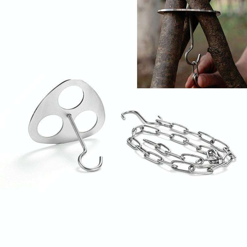 Portable Outdoor Stainless Steel Ring Camping Tripod Pot Rack Grill Ring