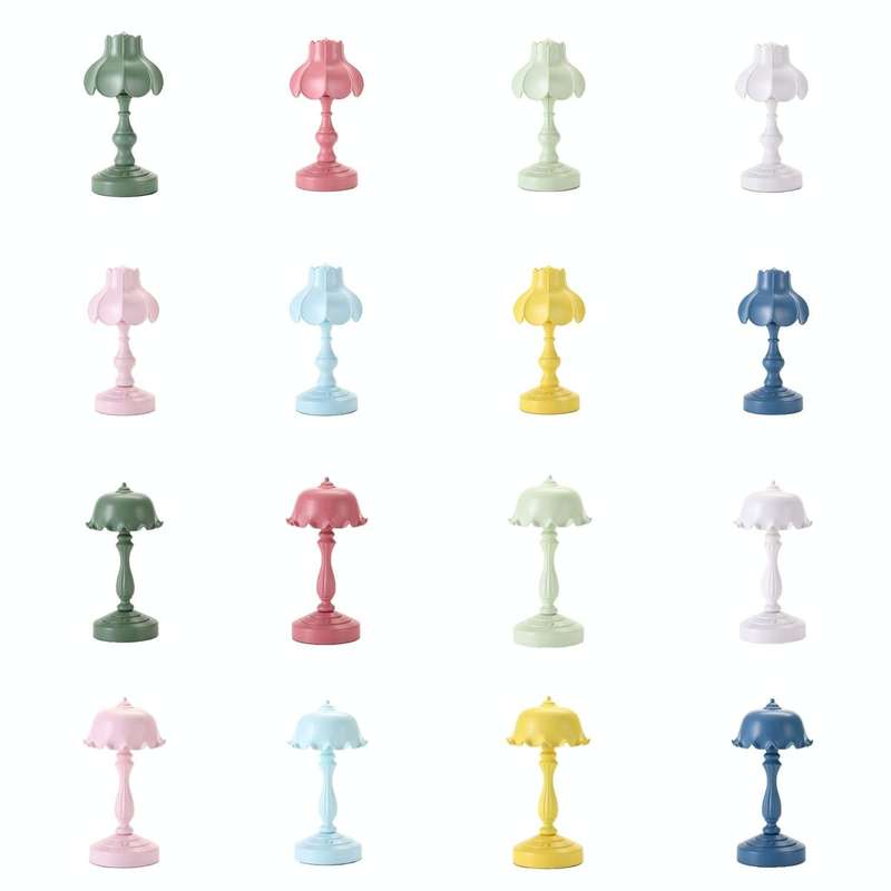 Retro Charging Table Lamp Bedroom Bed LED Eye Protection Light(LD05 Lotus Gray Green)