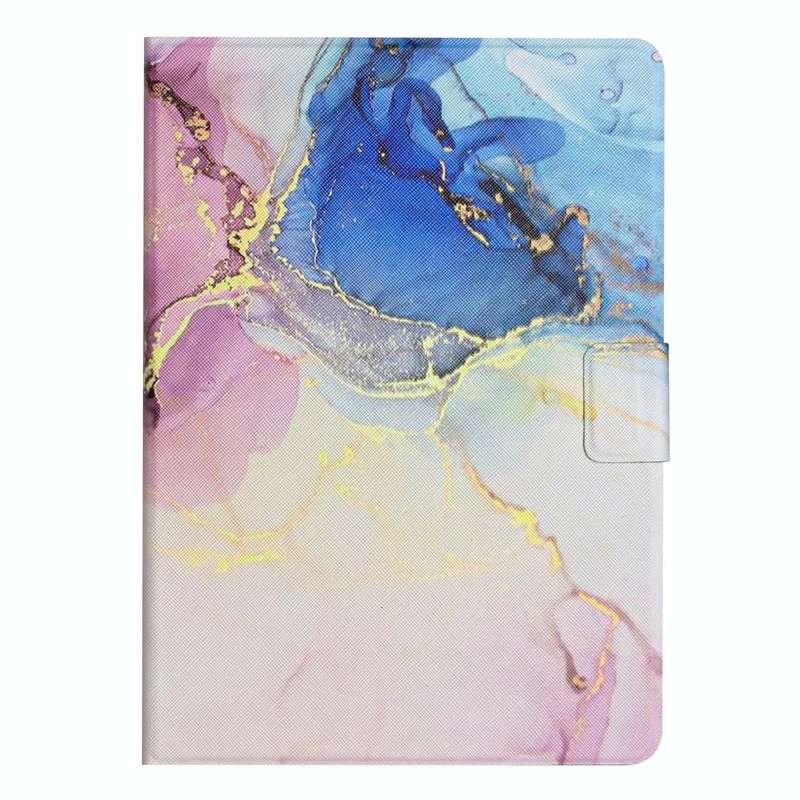 For Samsung Galaxy Tab S6 Lite P610 Marble Pattern Smart Leather Tablet Case(Pink Blue)