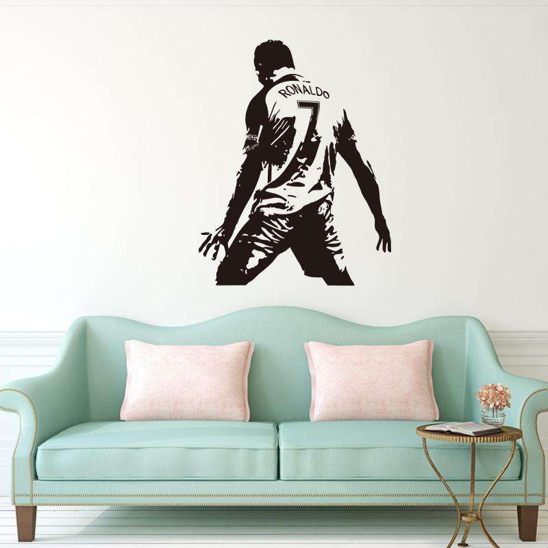 Football Player Action Silhouette Student Dormitory Bedroom Decoration Wall Sticker, Size:Medium ...