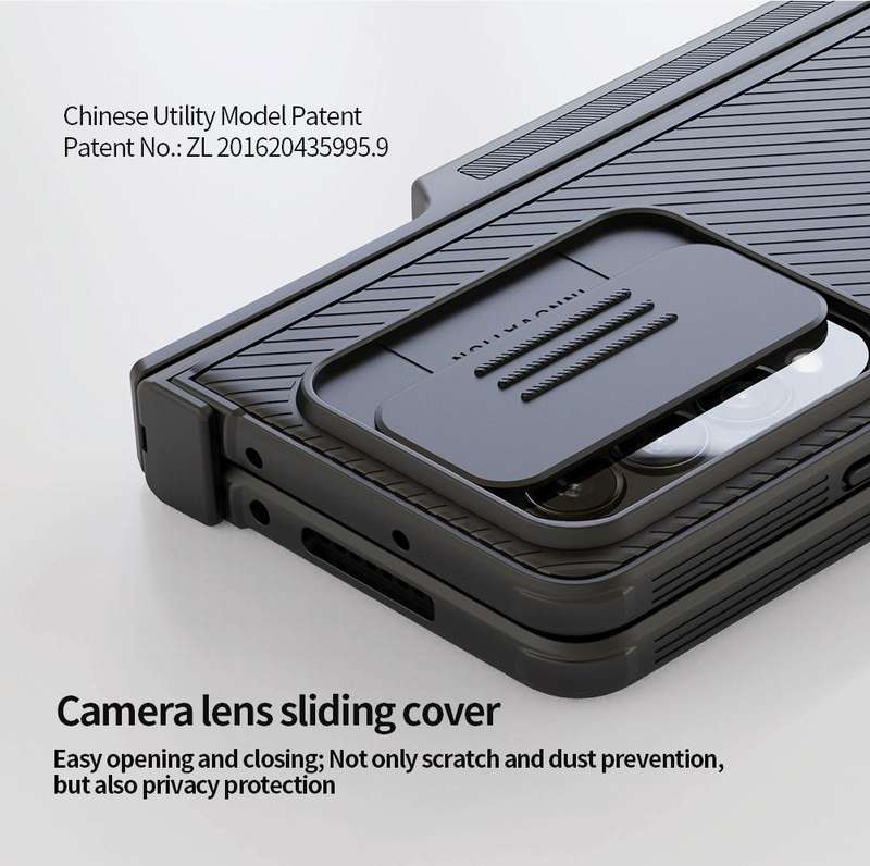 For Samsung Galaxy Z Fold4 5G NILLKIN Black Mirror Pro Series Camshield PC Phone Case with Pen Sl...