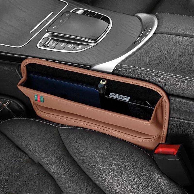 Car Seat Sewing Box Central Control Slot Storage Bag(Brown)