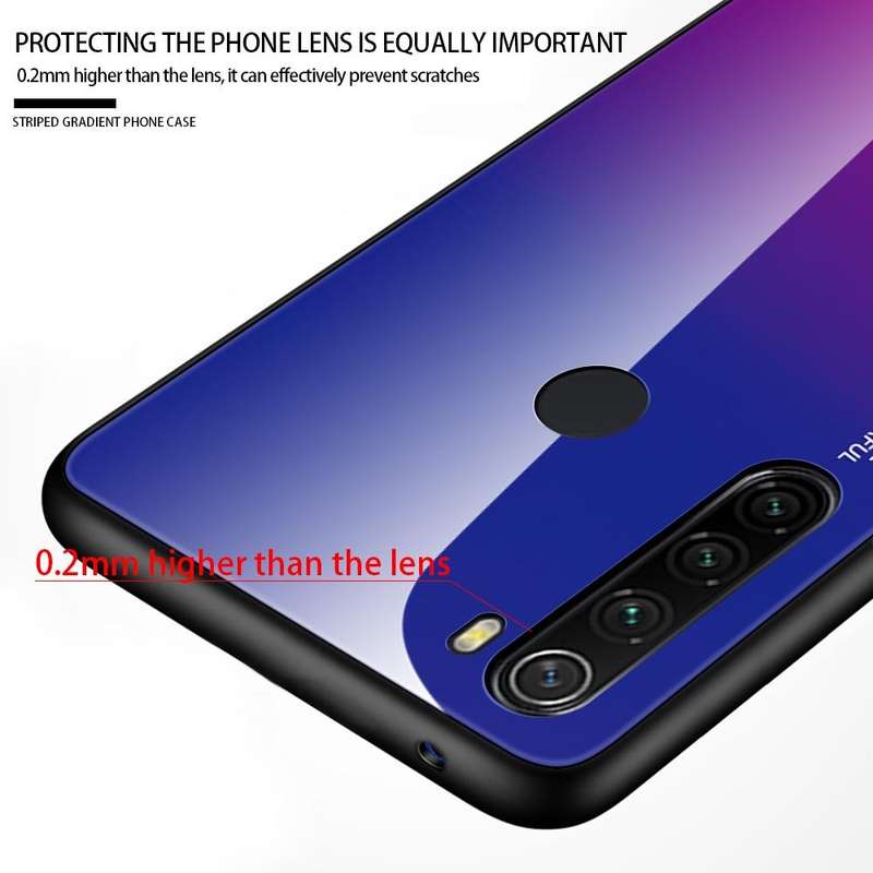 For Xiaomi Redmi Note 8 Gradient Color Glass Case(Red)