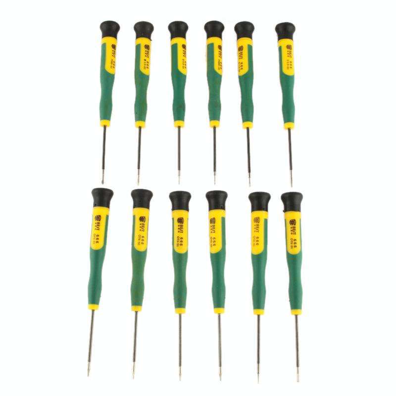 12 in 1 Screwdriver Repair Tool Set T2 T3 T4 T5 T6 T8 Ph00 Ph000 (Bst-666)(Green)