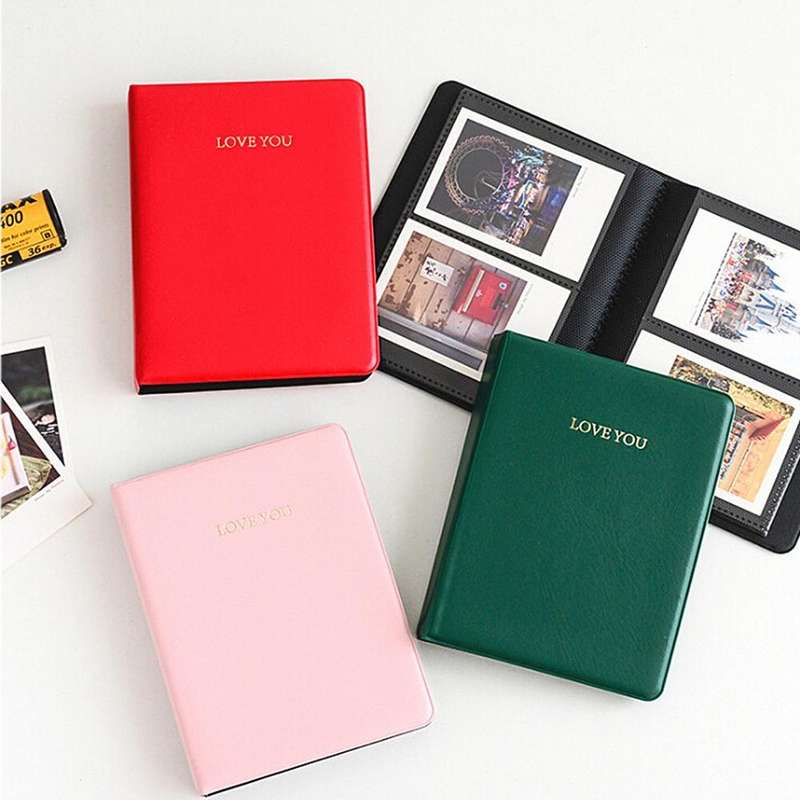 LOVEYOU Words Cover Standard Mini Photo Album Book, Specification:3 inch 64 Sheets(Pink)