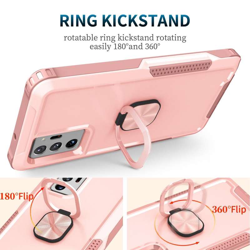 For Samsung Galaxy Note20 Ultra 3 in 1 PC + TPU Phone Case with Ring Holder(Pink)