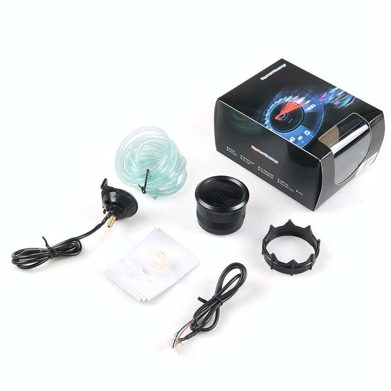 Car Modified 12V Universal 52mm Blue Light Digital Display Meter, Style:Turbo Boost Gauge PSI
