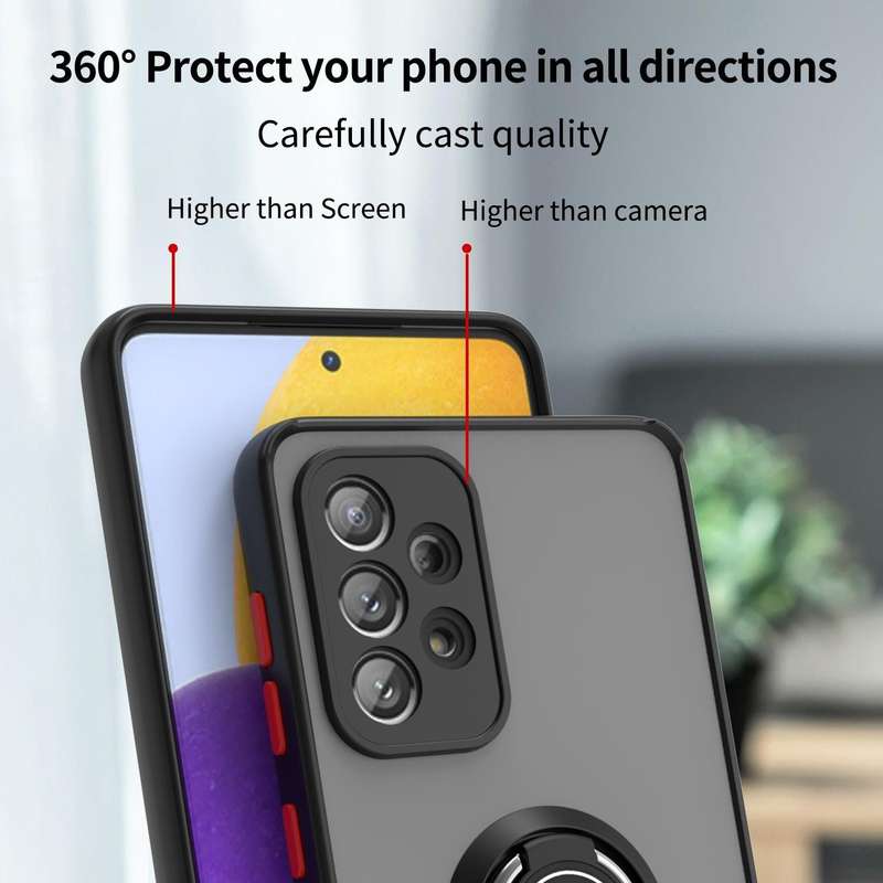 For Samsung Galaxy A73 5G Q Shadow I Ring Kickstand PC and TPU Hybrid Phone Case(Royal Blue)