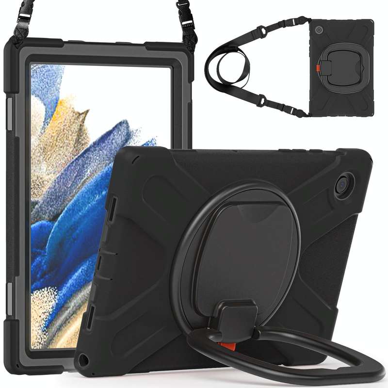For Samsung Galaxy Tab A8 10.5 2021 Silicone + PC Tablet Case(Black + Black)