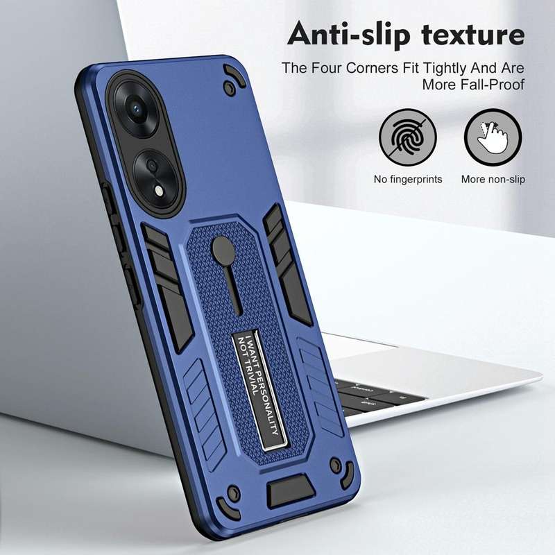 For OPPO A78 5G Variety Brave Armor Finger Loop Holder Phone Case(Blue)