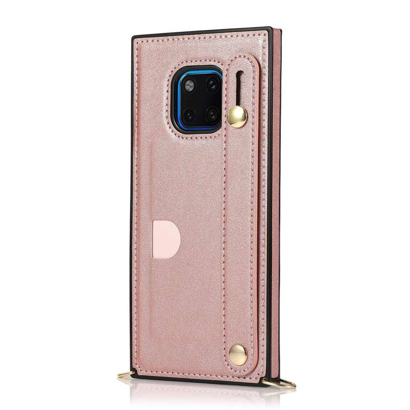 For Huawei Mate 20 Pro Wrist Strap PU+TPU Shockproof Protective Case with Crossbody Lanyard & Hol...