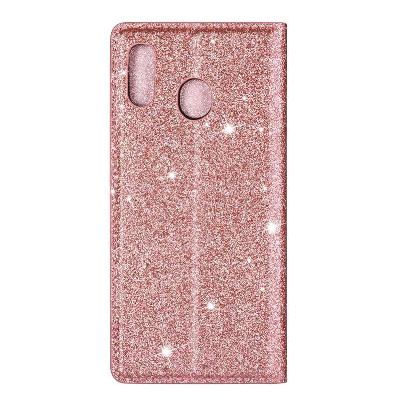 For Samsung Galaxy A20 / A30 Ultrathin Glitter Magnetic Horizontal Flip Leather Case with Holder ...