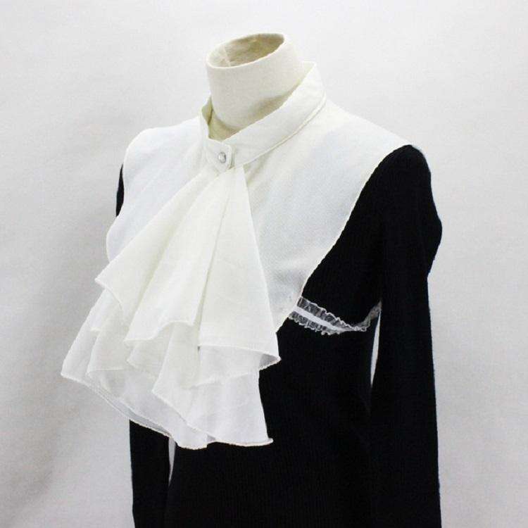 White Large Turban Vintage Court Style Chiffon Shirt Collar Professional Suit Decoration Fake Col...