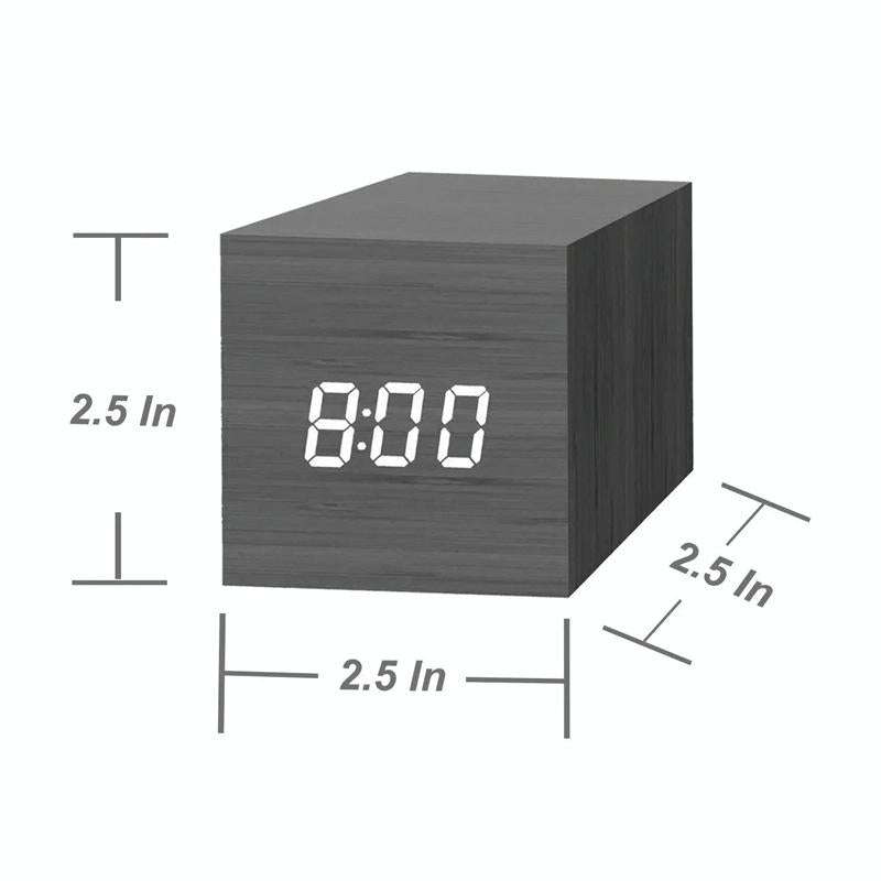 Multicolor Sounds Control Wooden Clock Modern Digital LED Desk Alarm Clock Thermometer Timer Whit...